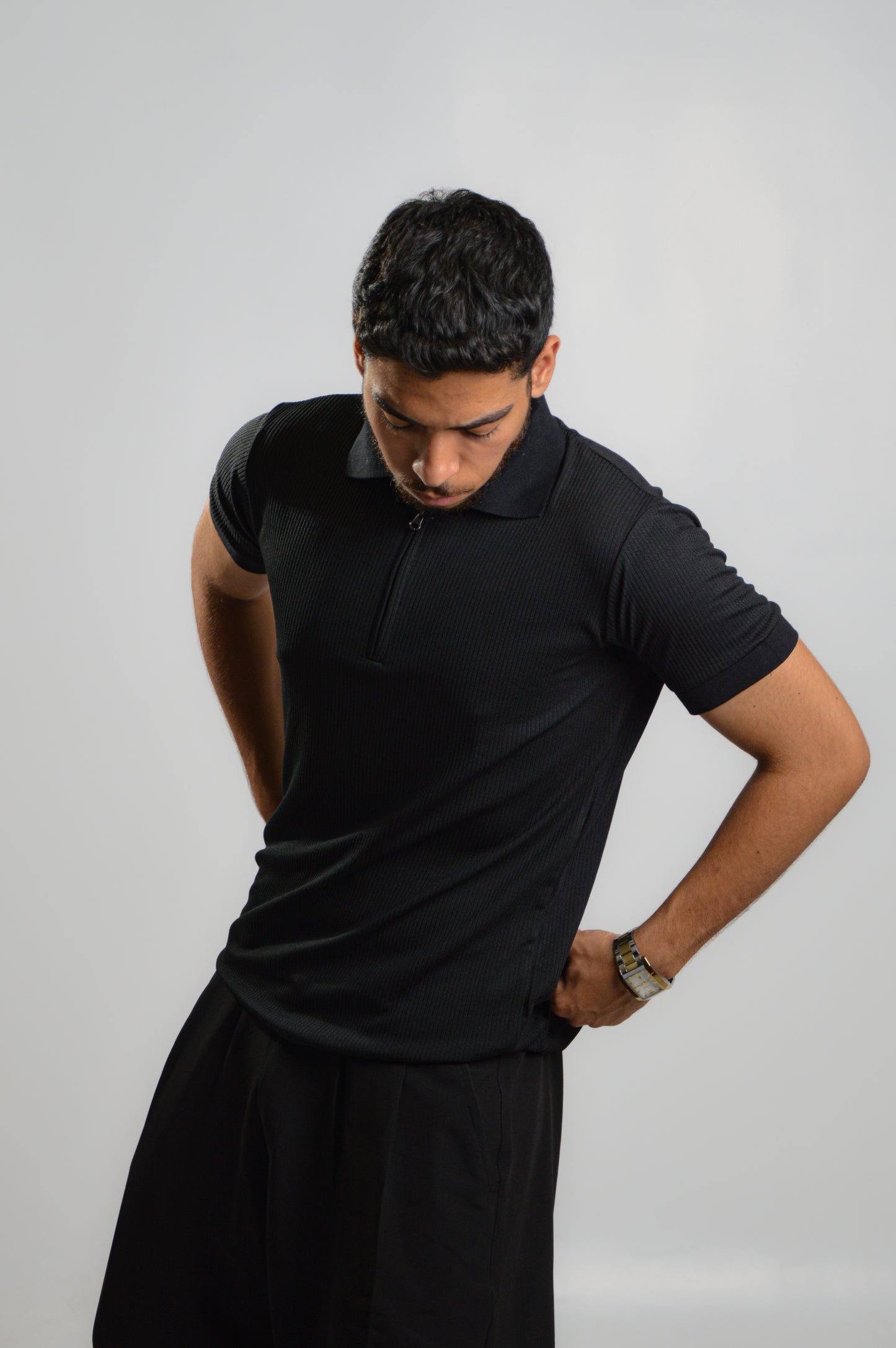 Black ripped oldmoney polo