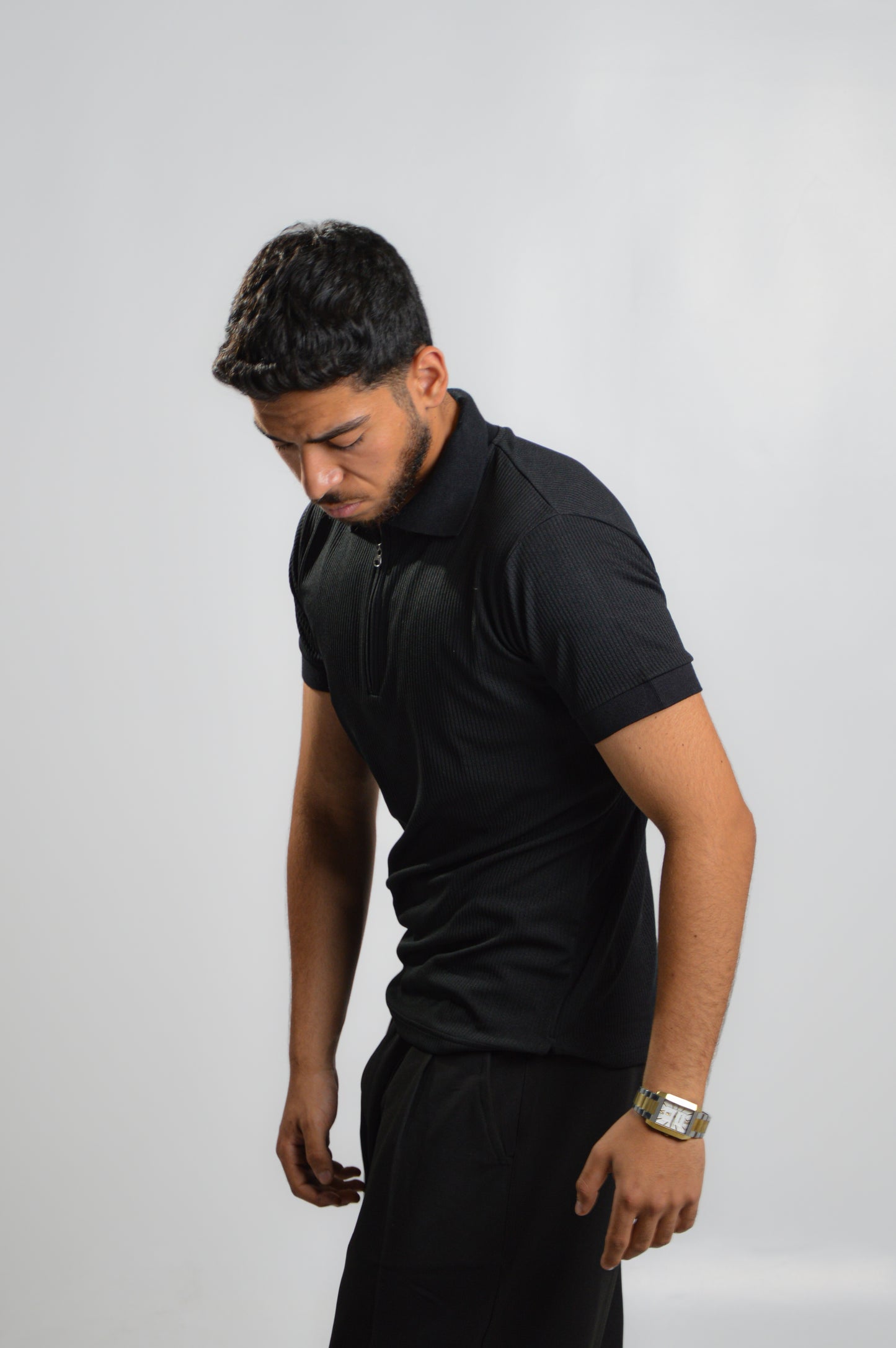 Black ripped oldmoney polo