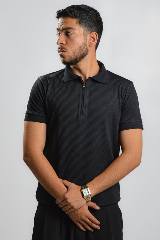 Black ripped oldmoney polo