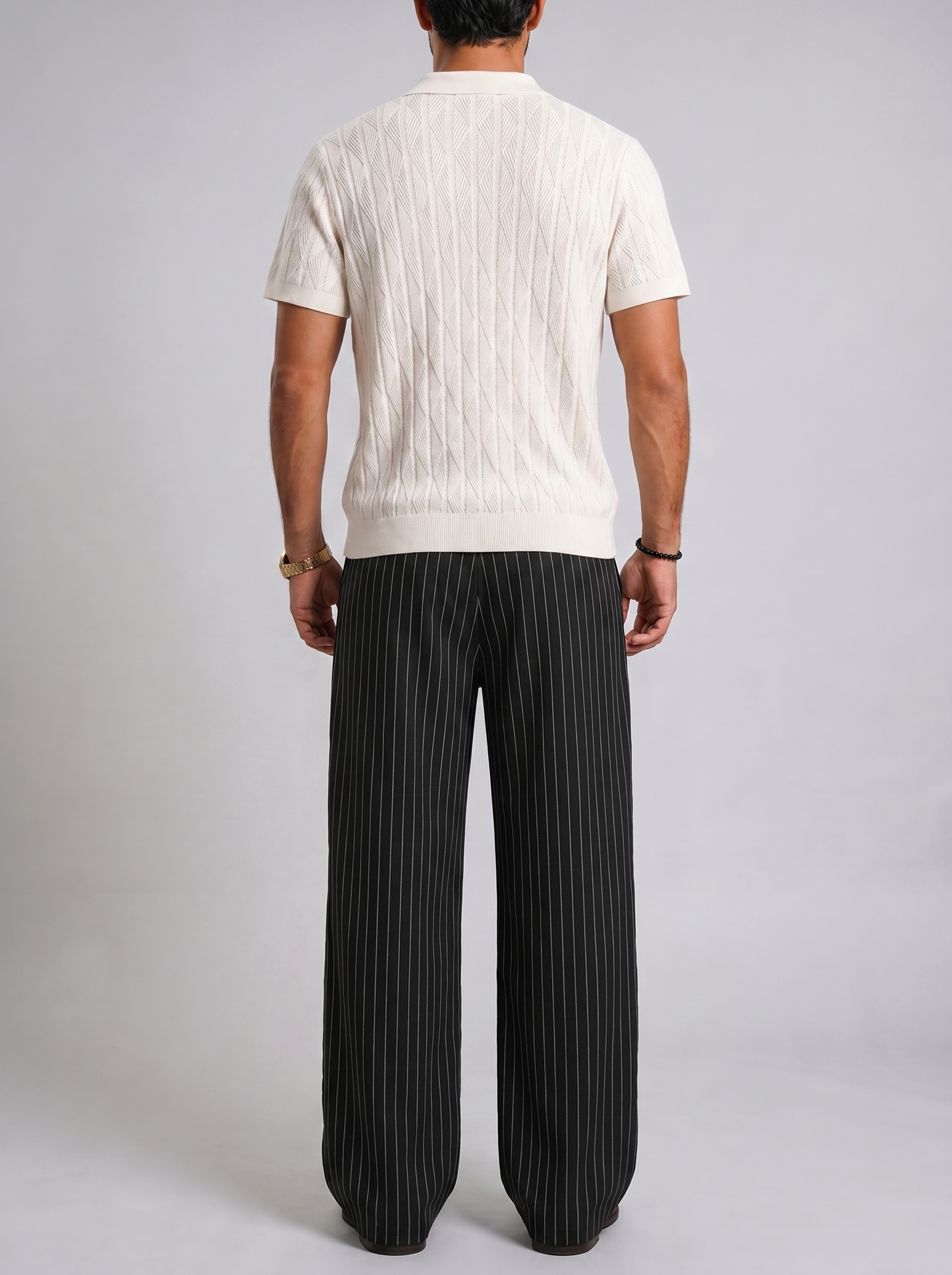 Black stripe tailored pants