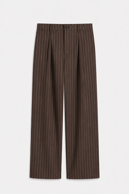 brown stripe tailored pants