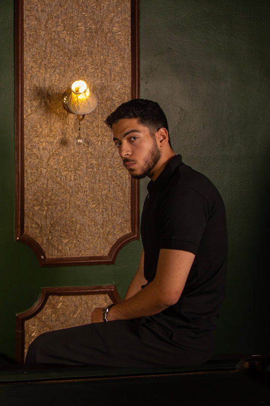 Black ripped oldmoney polo