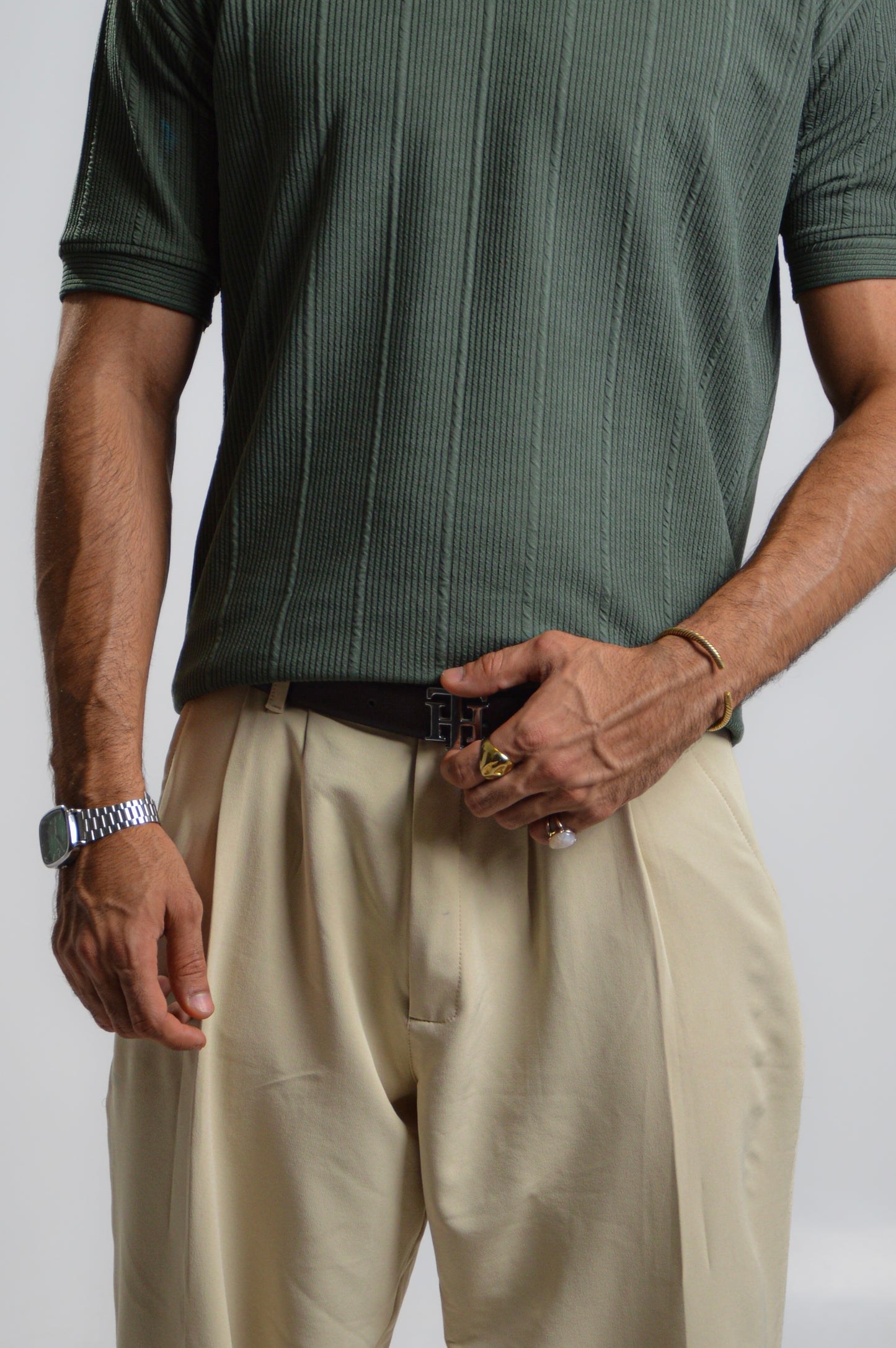 Champagne wide leg trouser