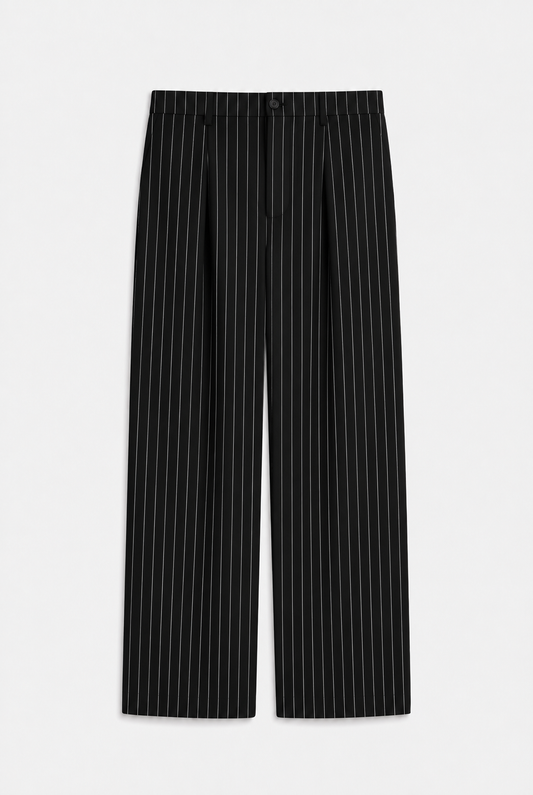 Black stripe tailored pants