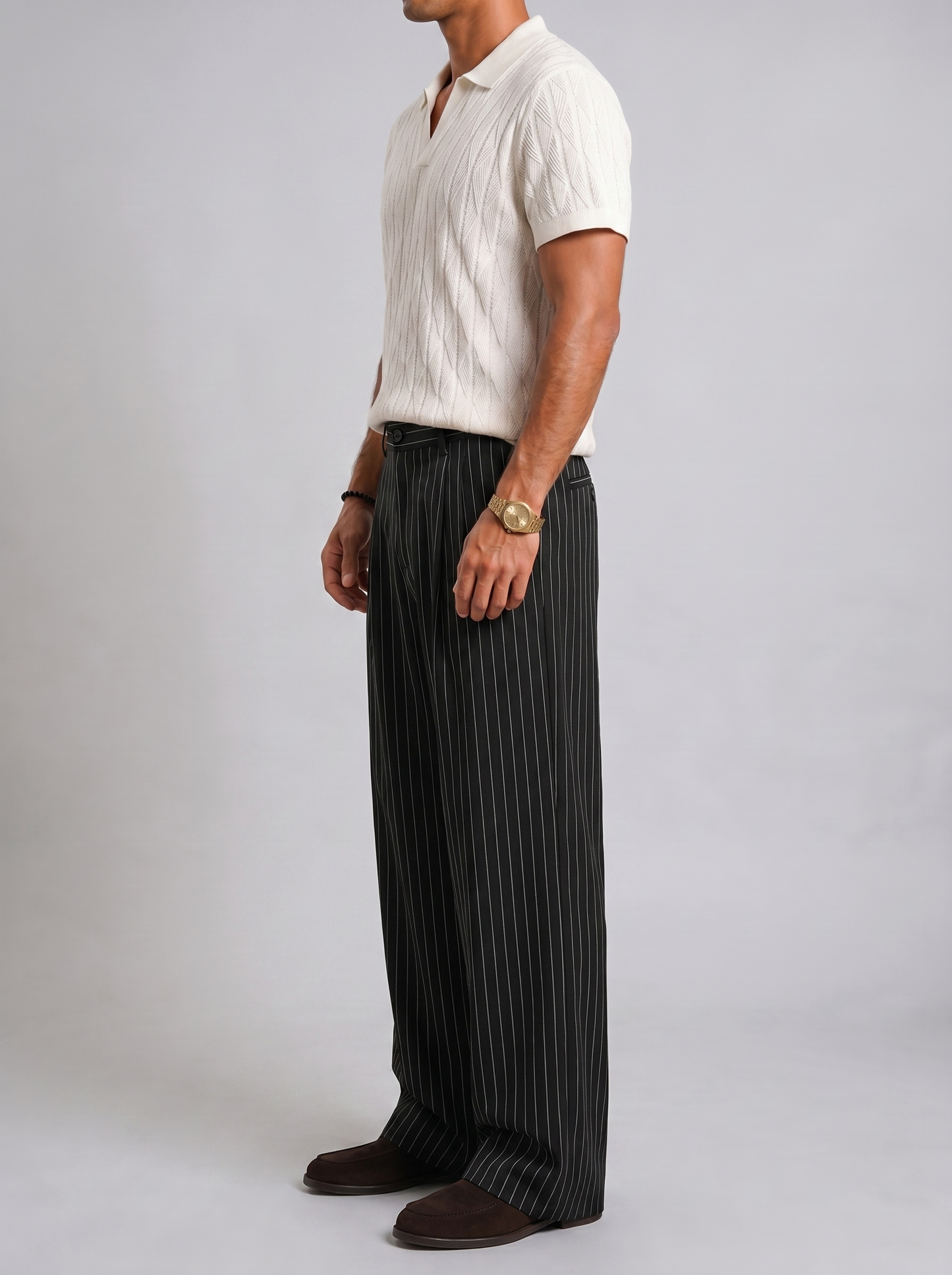 Black stripe tailored pants