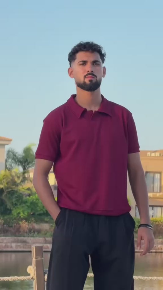 Burgundy old money polo